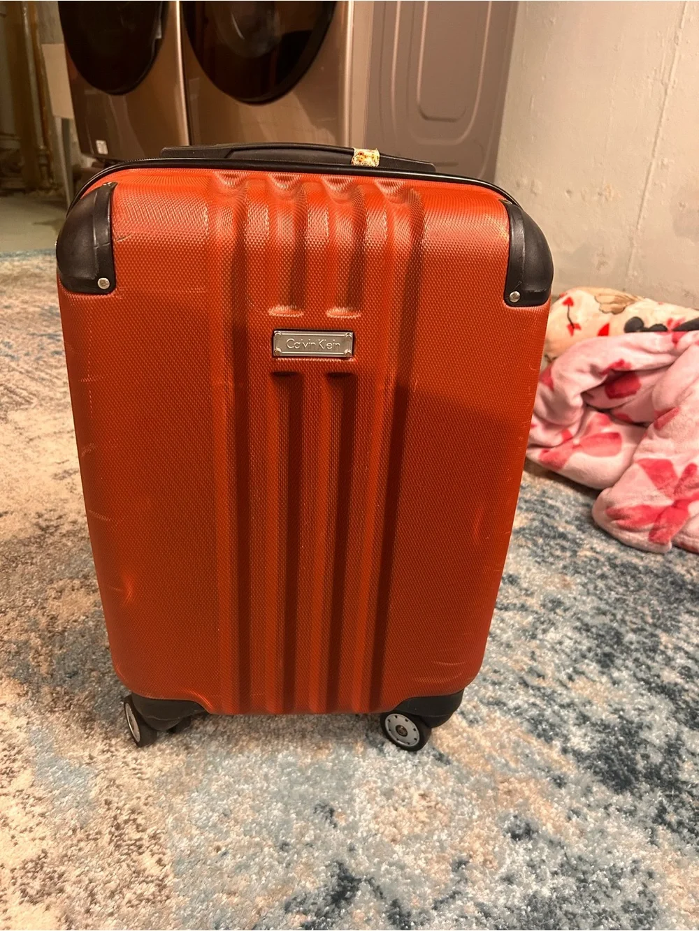 Calvin Klein Orange Textured Hardside Carry-On Spinner
